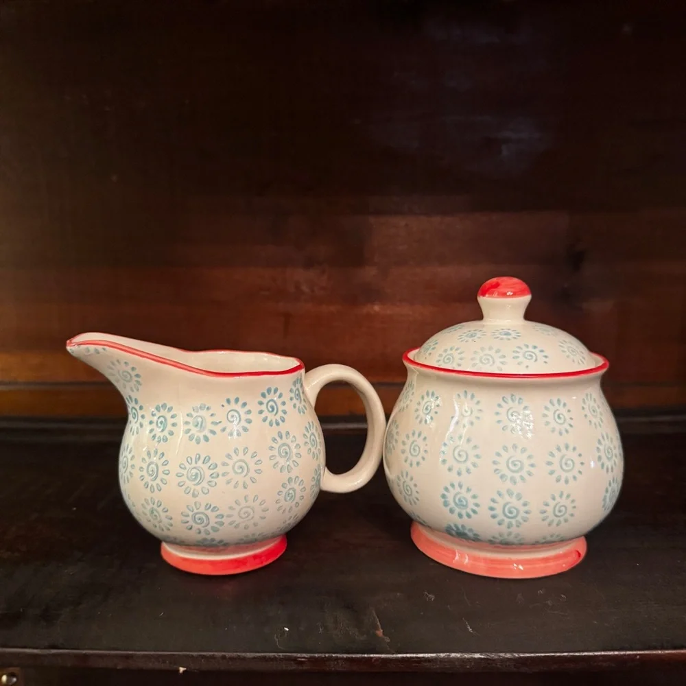 Signature Housewares Inc. | Ceramic Sugar & Cream Set in Blue Swirl Pattern